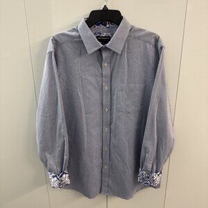 Johnston & Murphy Men’s Large Button Up Blue/Red Diamond Pin Dot Regular Fit NWT